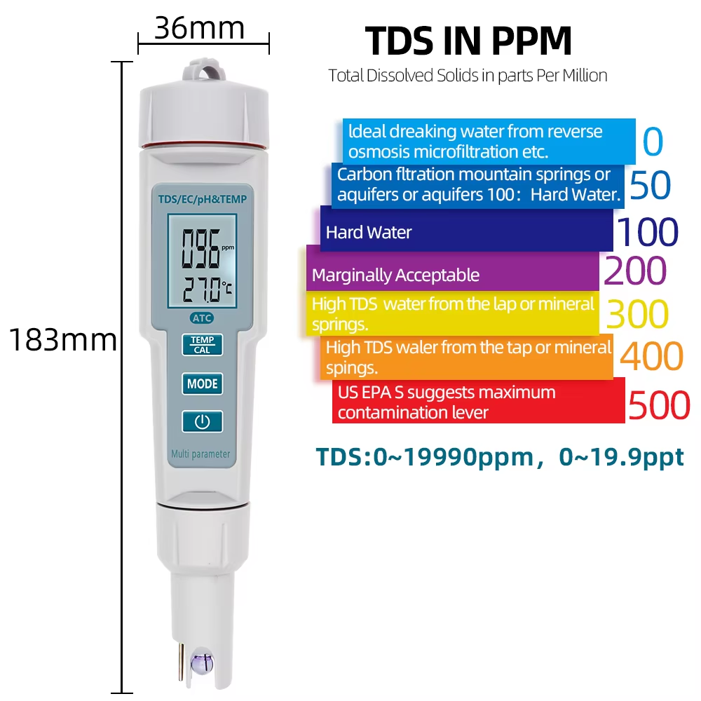 Ph Meter Digital Water Tester - Miernik TDS EC Temperatury pH 4